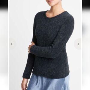 Vince Metallic Lurex Soft Eyelash Pullover Obsidian Black Sweater XL